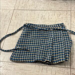 Zara Blue and White Geometric Skirt